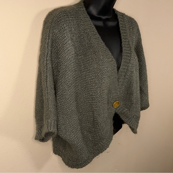SIZE 22 VINTAGE 90’s GREY KNIT BOLERO SWEATER AVENUE PLUS COZY GRAY SHORT SLEEVE - Picture 7 of 12